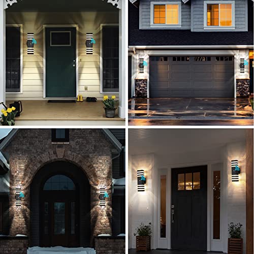 6 Pack Outdoor Porch Light Fixture Dusk to Dawn Black Exterior Wall Lights (Black / 3 Layer - 15 Inch)