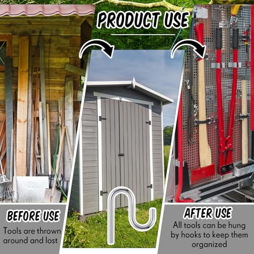 10 Pcs 10 Pcs Long Shed Hooks Without Drilling Wall Mounted Hanger (Stainless Steel)