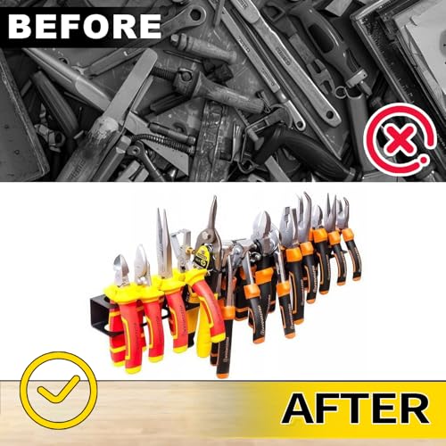 Screwdriver Plier Organizer Wall Mount Steel Wall Mount Tool Storage Rack Screwdriver Organizer Hand Tool Hammer Pliers Storage Rack For Garage Workshop Homes Workshops Sheds 1Pack