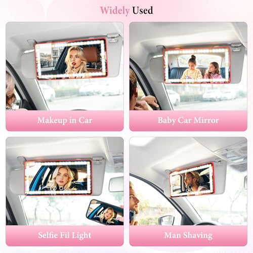 2PCS Car Sun Visor Vanity Mirror (Red / 2PCS)