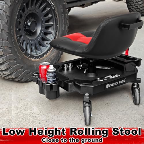 Rolling Stool with Wheels (Red)