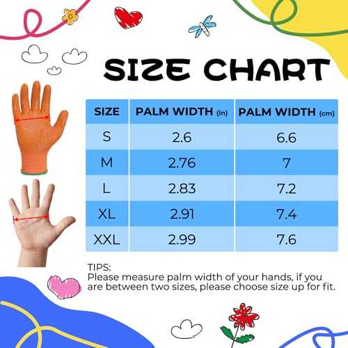 2 Pairs Kids Gardening Gloves (Orange (Pack of 2) / X-Large (Age 9-10))