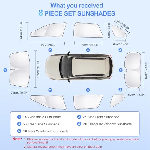 8pcs Car Window Shades for Subaru Outback Wagon 2015 (for Outback Wagon2015-2019)