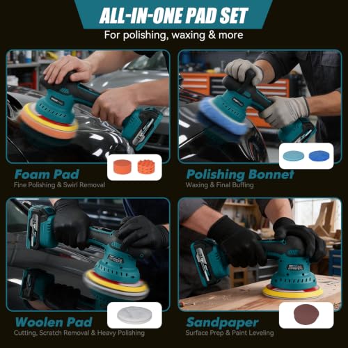 Cordless Car Buffer Polisher w (Deep Blue)