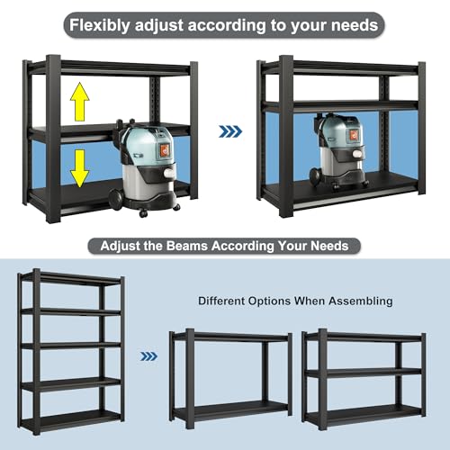 78" H Garage Shelving Heavy Duty (Black / 48" W x 18" D x 78" H)