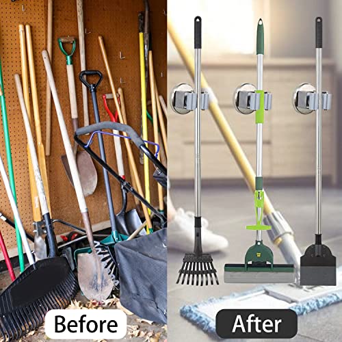 Magnetic Broom Holders (Anti-broken,Silver,4PCS)