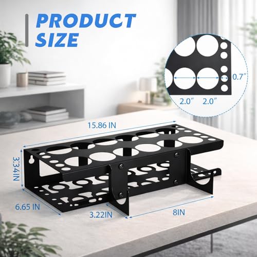 1 Pack Caulking Tube and Gun Holder 12 Slot 15.86 x 9.87x 3.34 Inch Caulking Gun Storage Rack with Horizontally Base Sealant Organizer for Garage Workshop Work Van Wall Mounted Tube Nozzle (12 Slots)