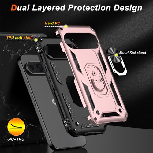 for Google Pixel 9 Pro XL Case with Screen Protector (Rose Gold / Google Pixel 9 Pro XL)