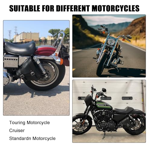 Motorcycle Saddle Bags Leather Motorcycle Solo Swing Arm Bag For Softails Sportsters Choppers Waterproof Side Bags (Right Side / Black)