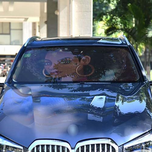 Car Front Windshield Sunshade (Beautiful African American Girl)