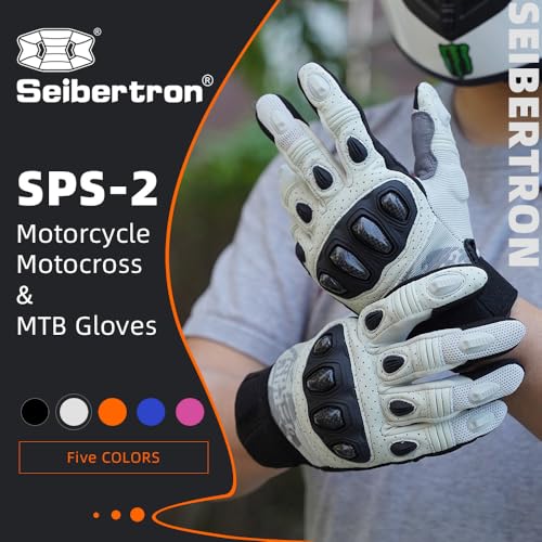 SPS 2 Unisex Touchscreen Road Racing Motorcycle MTB Sports Gloves Also fit BMX MX ATV Mountain Bike Bicycle Cycling Off (White SPS-2 / S Adult)