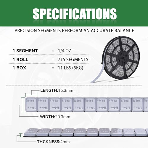 1 4 oz Stick On Wheel Weights 715pcs 5kg Bulk Pack Low Profile Grey (0.25oz-715PCS(Roll) / Gray)