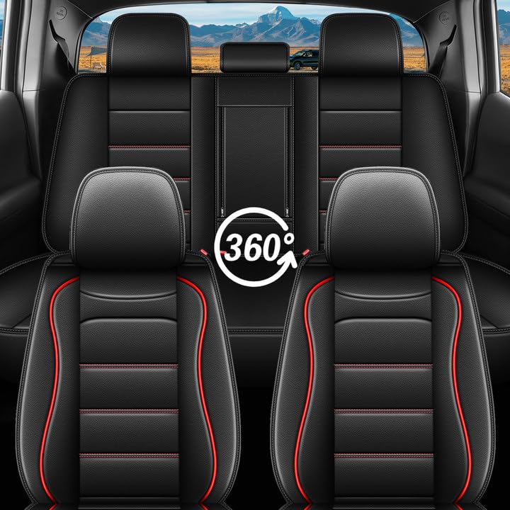 Custom Fit for Ford Ranger Seat Covers 2026 2025 (5 Seats #017 Black&Red)