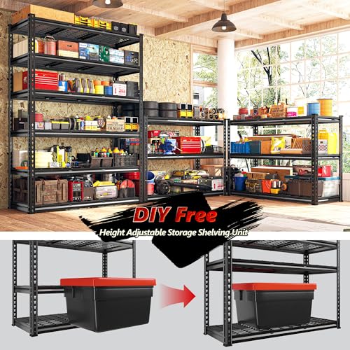 6 Tier Adjustable Heavy Duty Metal Shelving for Garage Warehouse (48" W X 18" D X 78" H)