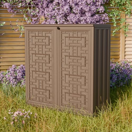 Indoor Outdoor Storage Cabinet Waterproof with 1 Shelf (brown)