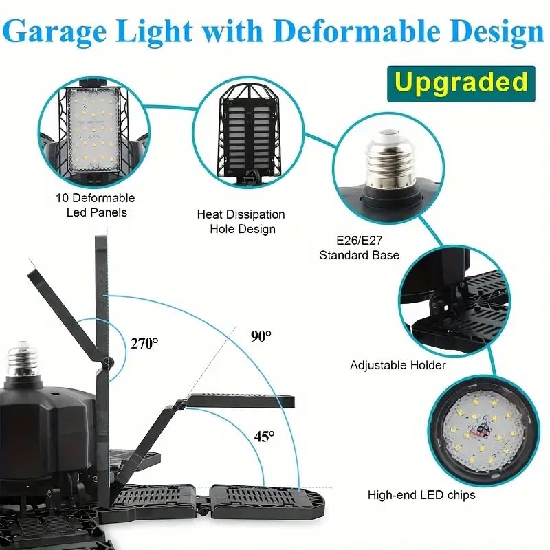 2 Packs LED Garage Light (250W 2PC)
