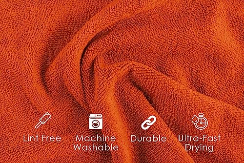Microfiber Cleaning Cloths (Pack of 36 - 16x16 Inches / Orange)