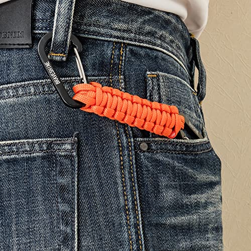 2 Pack Paracord Keychain Hook D Ring Carabiner Clips for Water Bottle (Orange)