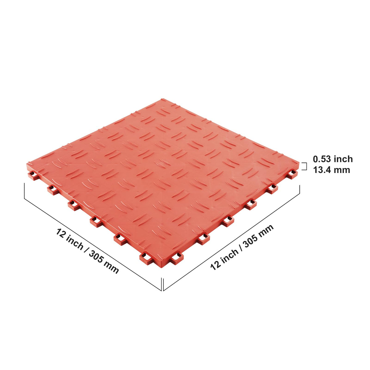 Garage Floor Tiles 12 x 12 x 0.53 inch (50 Pack Tile / Red)