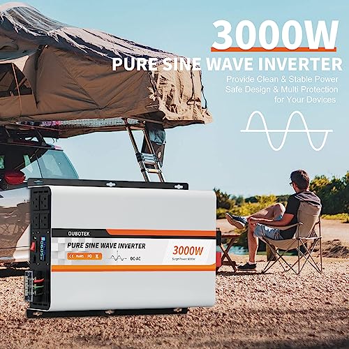 3000W Pure Sine Wave Power Inverter DC 12V to AC 120V (3000W-Wired / 12V)