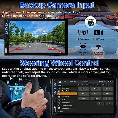 Double Din Car Stereo with Apple Carplay and Android Auto (Wired Stereo+ Camera)