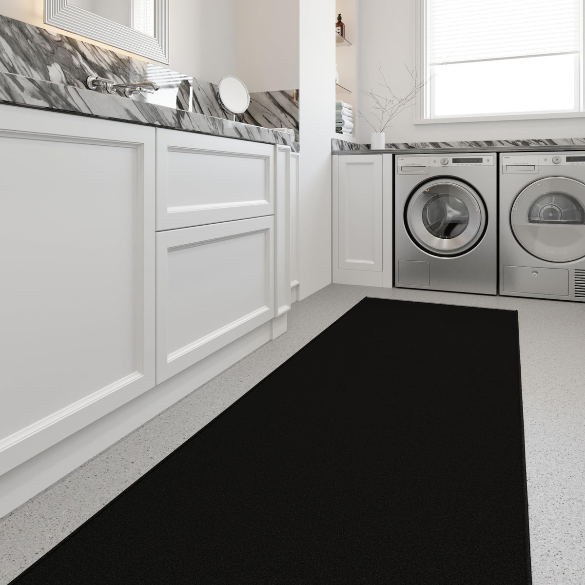 3x51 Extra Long Hallway Runner Rug (Solid Black)