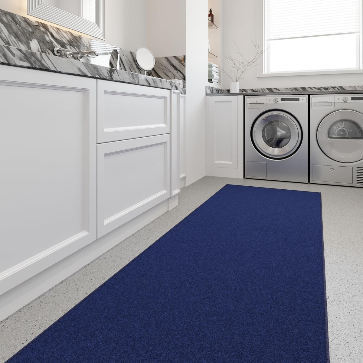 3x10 Hallway Runner Rug (Solid Navy Blue)