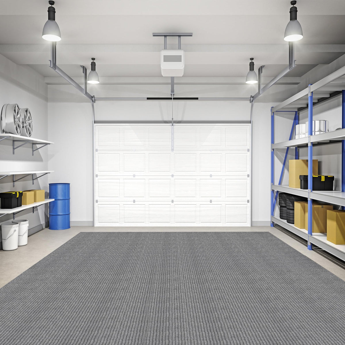 Ottomanso 6x7 Large Waterproof Floor Mat (Grey / 6'6" x 6' (Area Rug))