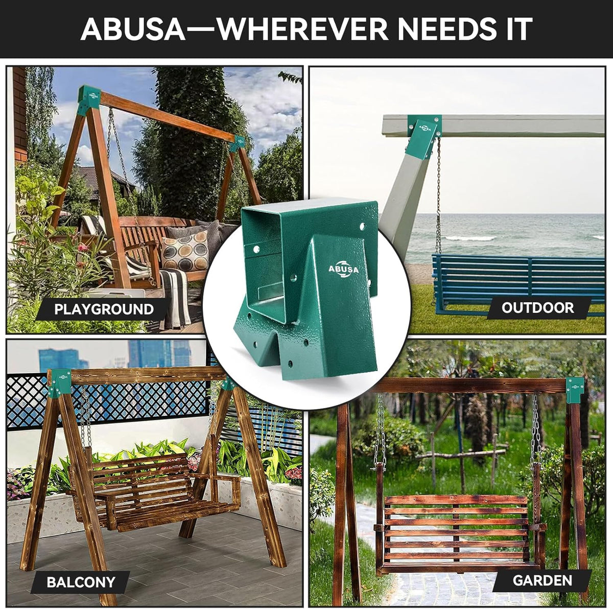Heavy Duty Swing Sets Brackets Including 2 Green A (Green)