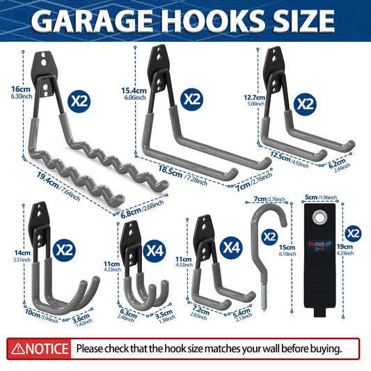 Heavy Duty Garage Hooks (20 / Gray)