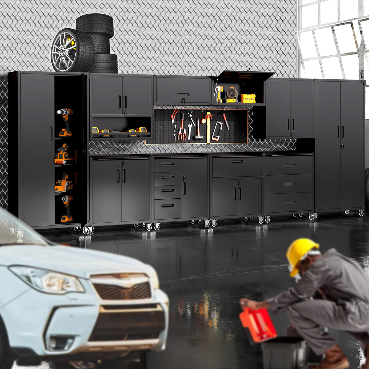 Garage Cabinet System (Black / 10 Pcs-StyleA)