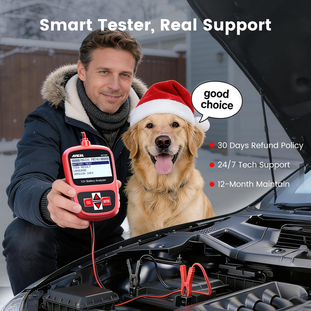 BST200 Car Battery Tester 12V Battery Load Tester (RED)