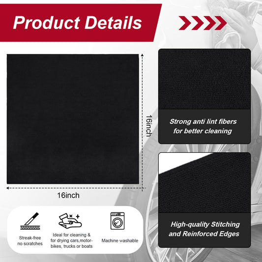 200 Pcs Microfiber Cleaning Cloth for Car (Black)