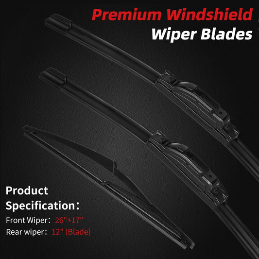 Windshield Wiper Blades for Nissan Rogue 2014 (26"+17"+12"(U/J Hook))