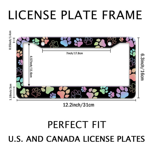 Dog Paw Car License Plate Frames Colorful Pet Paw License Plate Holder