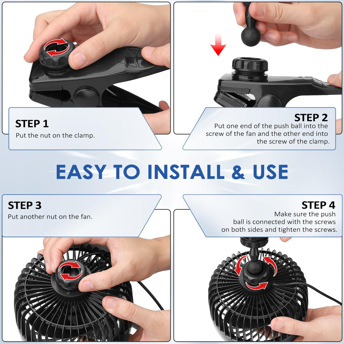 12V 6'' Car Fan (Cigarette Single Fan - Clip)