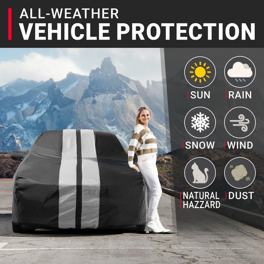 Car Cover Waterproof All Weather for 2005 (Black / Gray (Stripe) / 14. Cobalt 2005-2010)