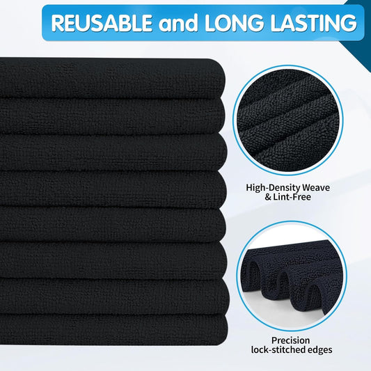Black Microfiber Cleaning Cloth (Black / 12pk)