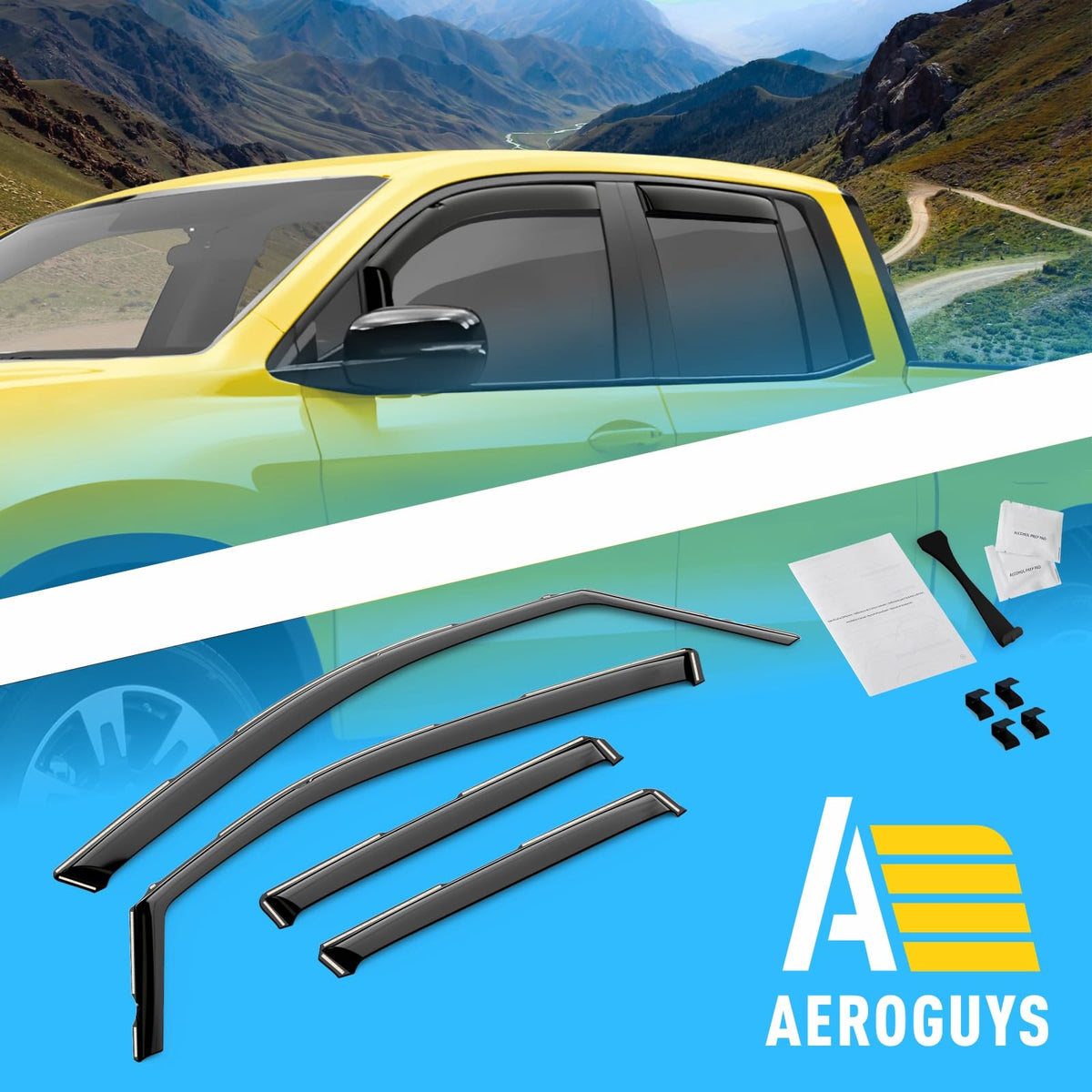 Extra Durable Window Deflectors in (For Honda Ridgeline 17-27)