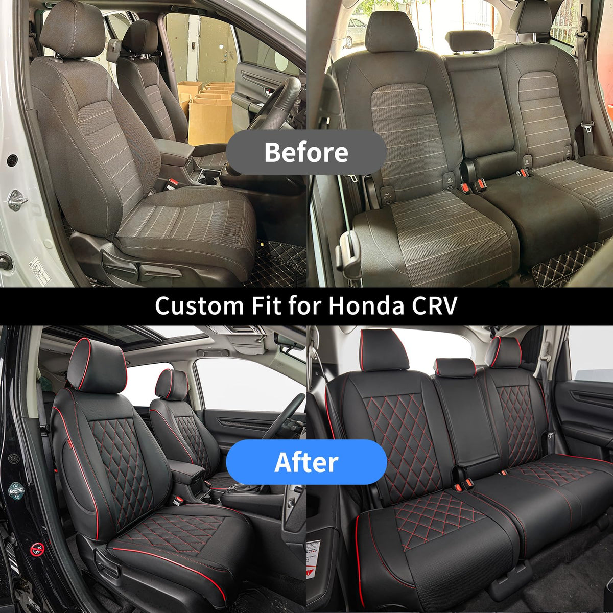 Custom Seat Covers for KIA Sportage 2023 (Black with Red Piping / 2023-2027 Sportage (No LX))