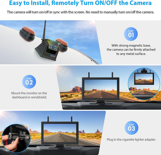 2 CAM 10.1" Touchscreen Magnetic Solar Wireless Backup Camera