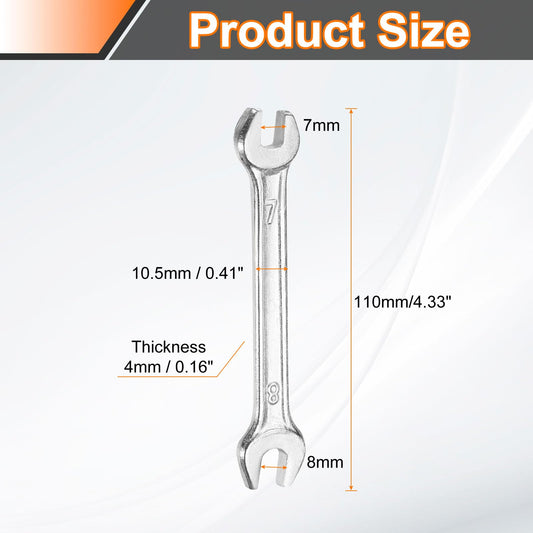 7x8mm Double Open End Wrench 15° Offset Angle Wrenches (7mm x 8mm)