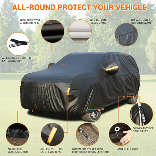 Car Cover Waterproof All Weather (Black / YXL: for SUV (Length 191"-205"))