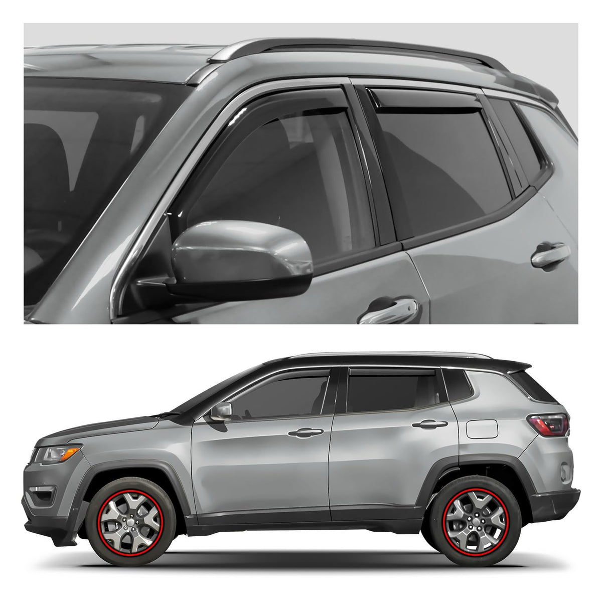 Window Deflectors Smoke Tinted In (For Compass 17-27)