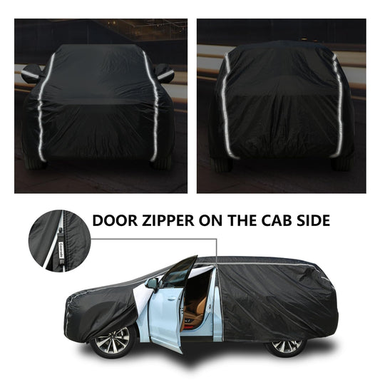 SUV Car Cover Waterproof All Weather (Black-White / YXL: for SUV (Length 191"-205"))