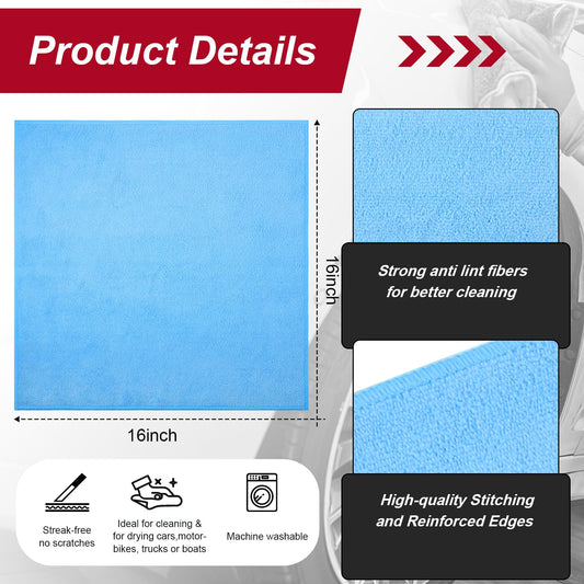 200 Pcs Microfiber Cleaning Cloth for Car (Blue)