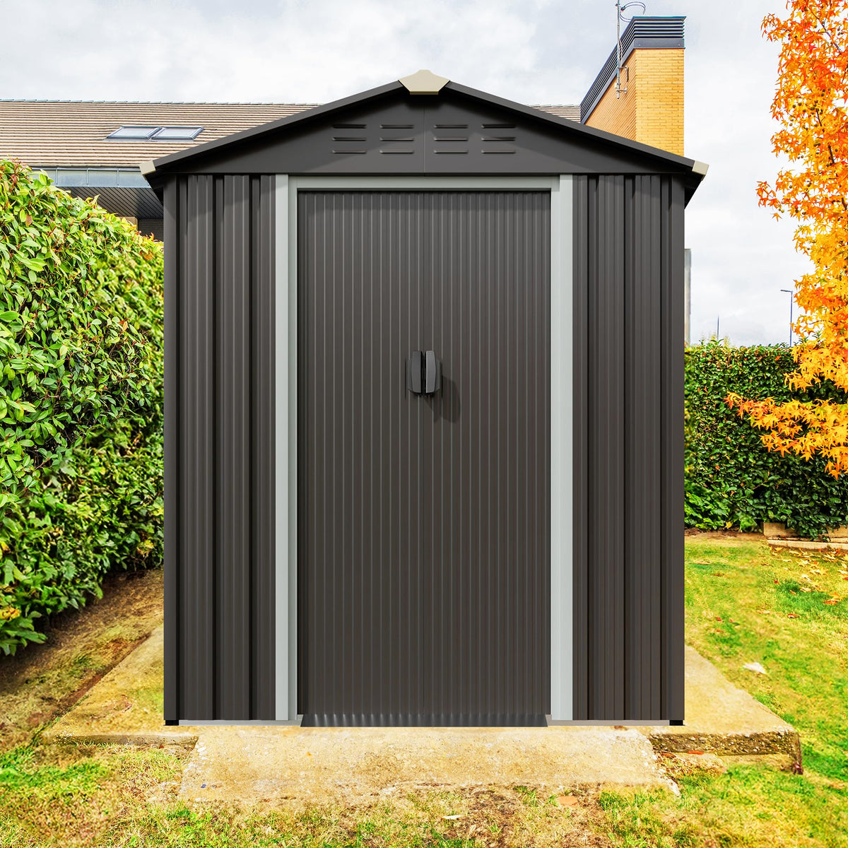 JY QAQA 5x3 FT Metal Outdoor Garden Storage Shed