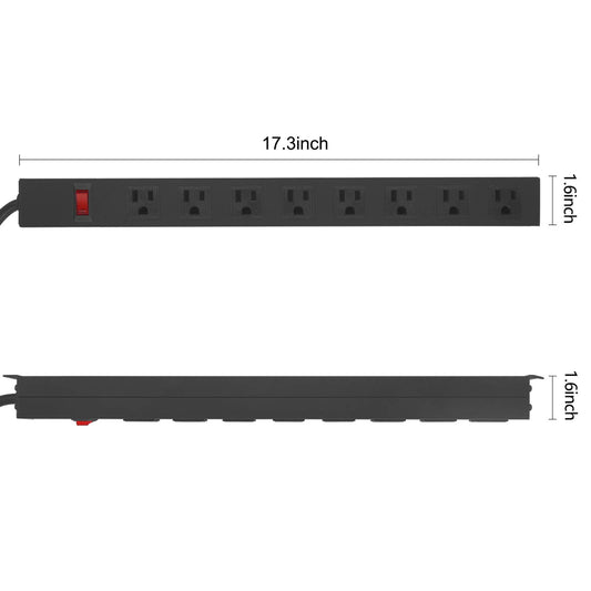Heavy Duty Long 8 Outlets (Black / 12ft)