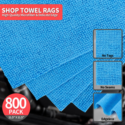 Shop Towels 800 Pack Microfiber Towels for Cars (Blue / 800 Pack)