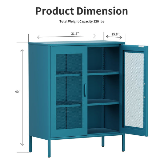 Metal Storage Cabinet with Mesh Doors (Blue / 40''H)